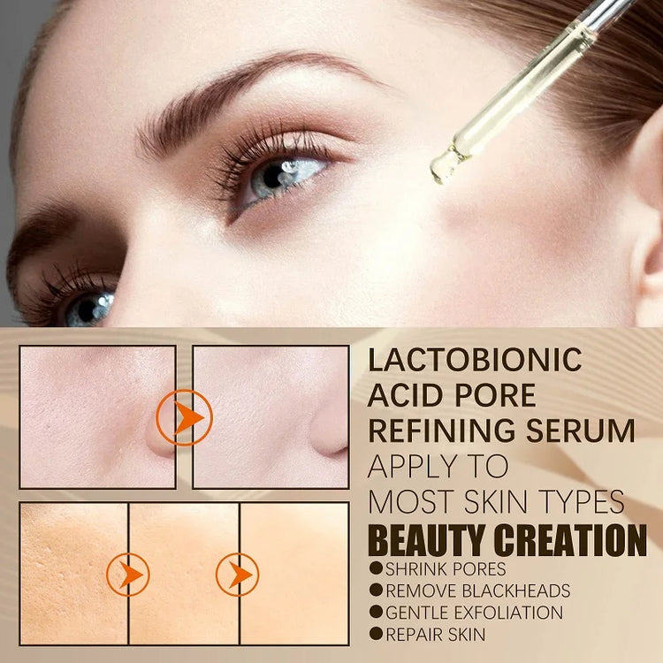 Lactobionic Acid Pore Shrink Face Serum Hyaluronic Acid Moisturizer Nourish Smooth Pores Repair Essence Firming Face Care 30ml