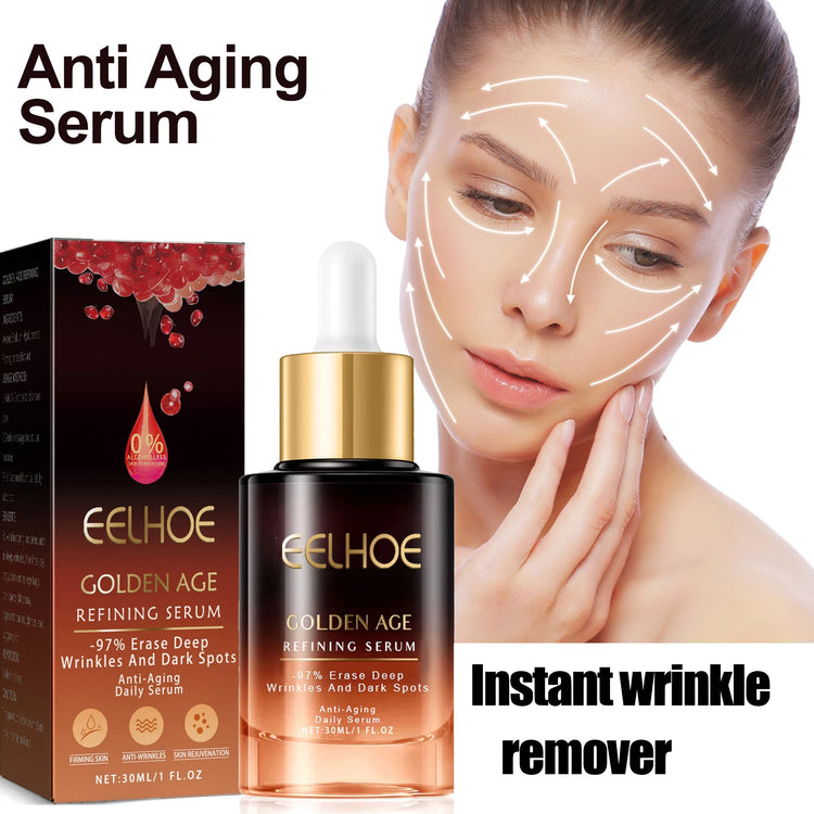 GOLDEN Instant Wrinkle Remover Face Serum Anti Aging Fade Fine Lines Hyaluronic Acid Whitening Moisturizing Lift Firm Skin Care